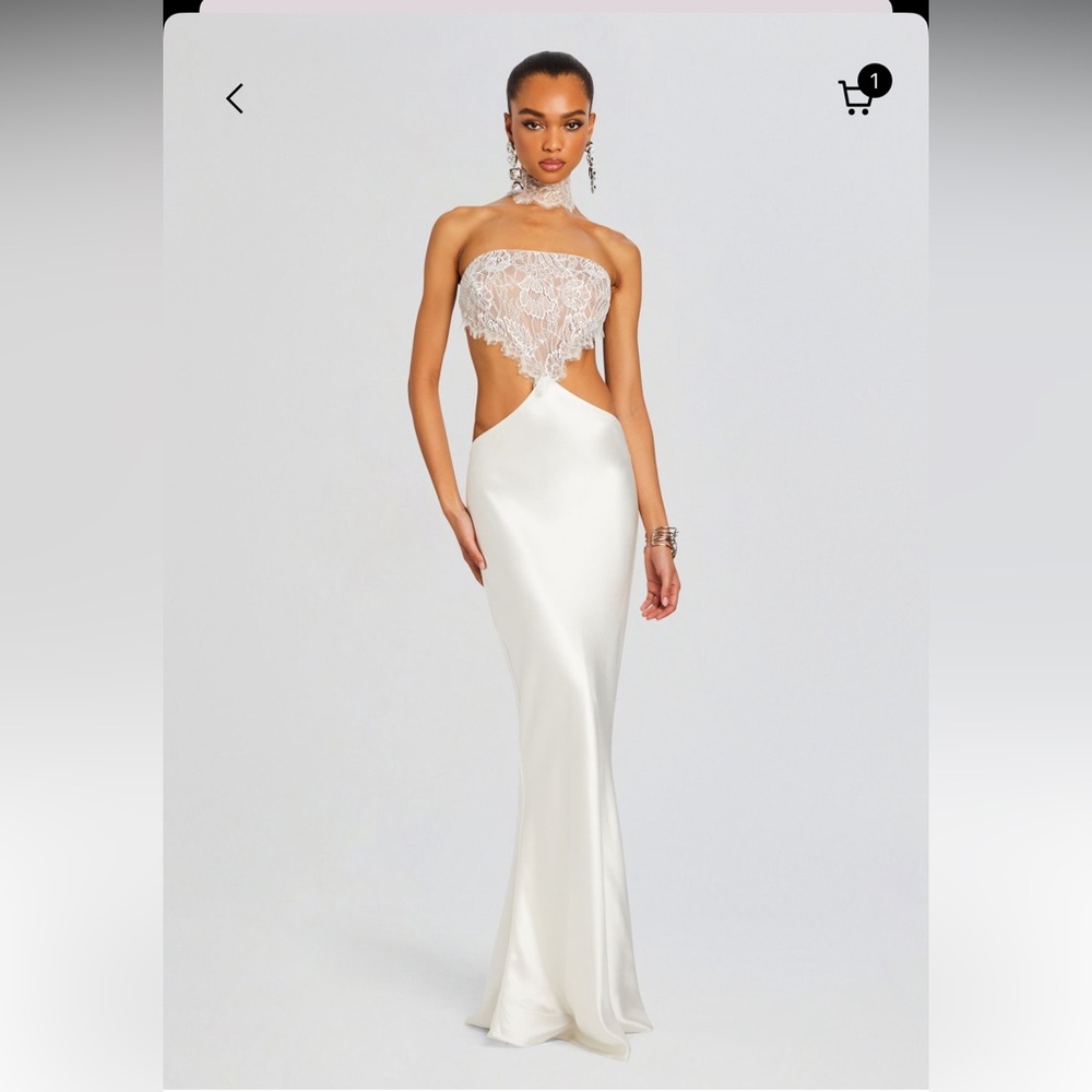 Retrofete White Halter Backless Gown